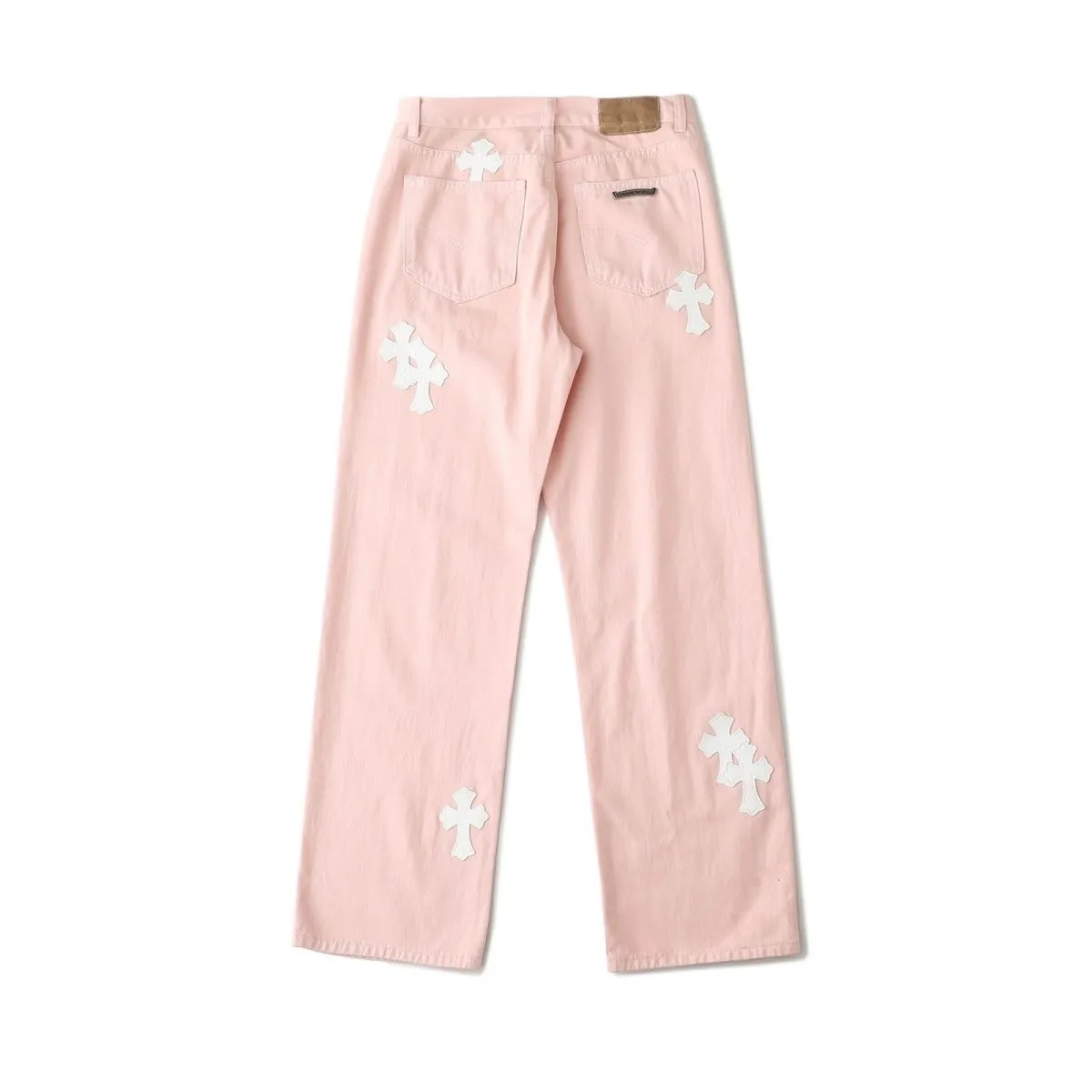 P270 💰 (Top version) Chrome hearts | CH Chrome hearts limited edition cherry blossom pink leather jeans for girls. Charming dopamine personality jeans. Indispensable for fashionistas. The same style for celebrities. A model touted by many bloggers. This new pair of pants is perfect both in shape and upper body. It is no exaggeration to say that making a pair of jeans is equivalent to making 20 pieces of short-sleeves. The fabric is made of high-quality imported denim. It has a unique high-end texture. I am very satisfied with it after washing and proofing several times. Color: Sakura pink Size: 28-30-32-34 (corresponds to S-M-L-XL)